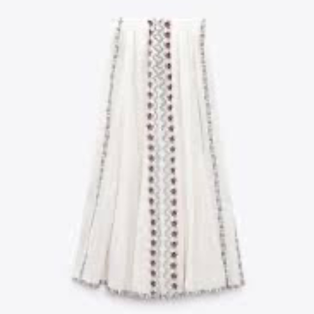 Zara long embroidered skirt
